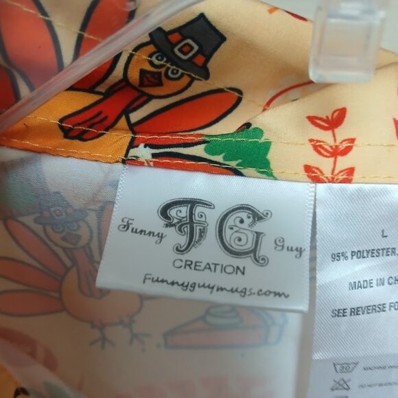 Funny Guy Creation Men’s Short Sleeve Thanksgiving Button Down Shirt Size Large - Picture 3 of 9